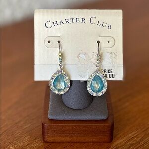 NEW Charter Club Blue and Crystal Tear Drop Earrings